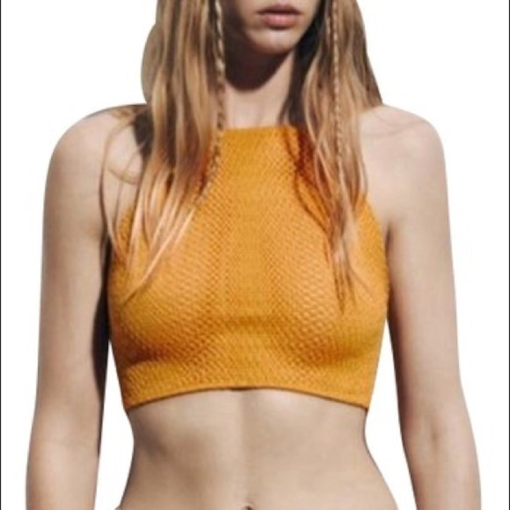 NWOT Zara orange mesh cropped top size S
